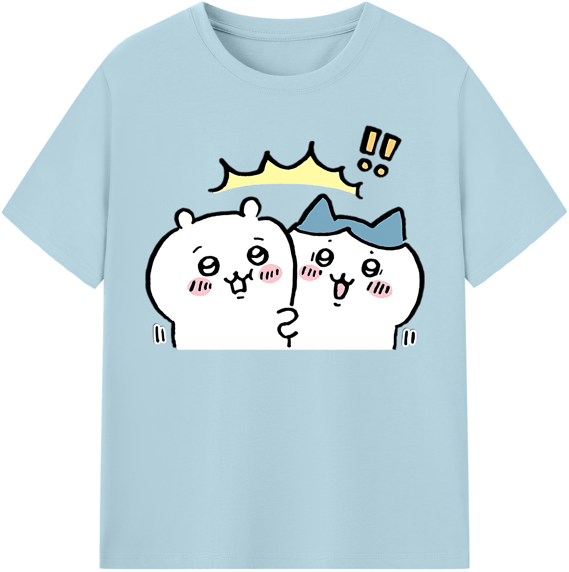 （画像用） ちいかわ ハチワレ Chii-kawa hachiware 綿100％半袖Tシャツ（フロントプリント）